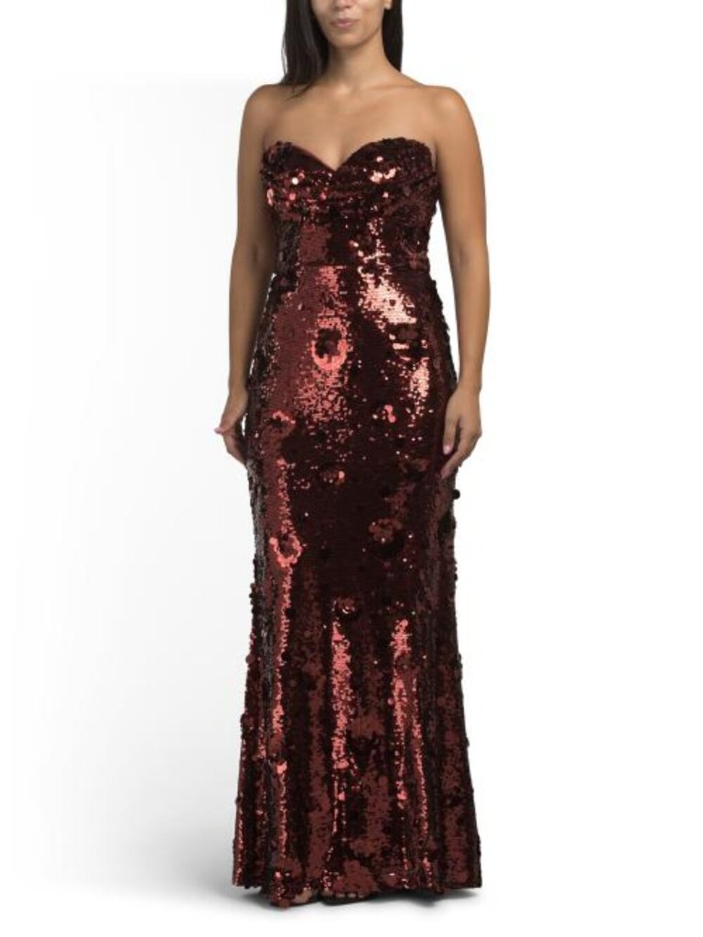 GALINA SIGNATURE Oversized Sequin Strapless Gown